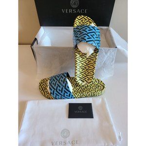 Versace Greca Monogram Flap Sandals Multicolor NWT Size 9